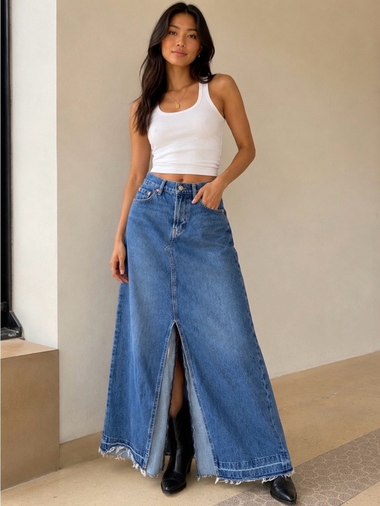 GAP Dresses & Skirts - GAP Blue Denim Maxi Skirt Size 6